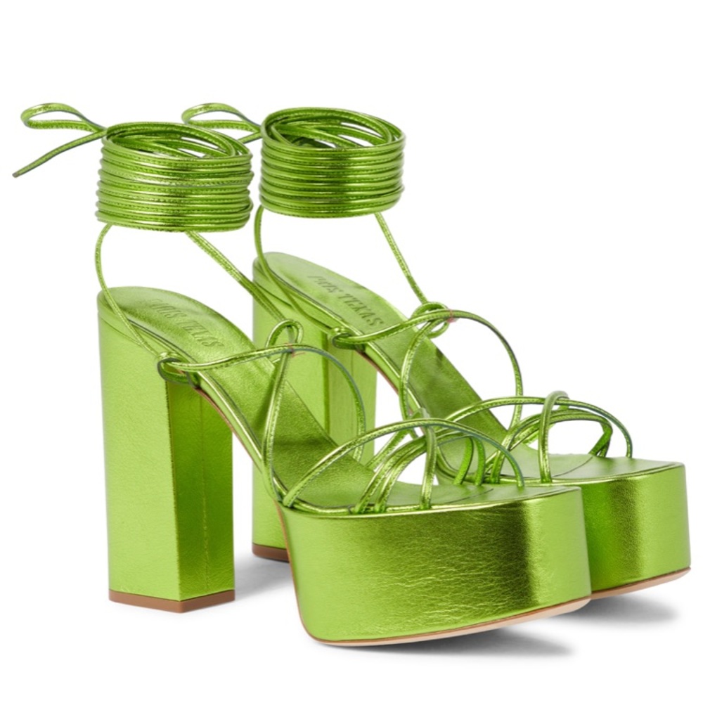 Paris Texas malena platform metallic green heels